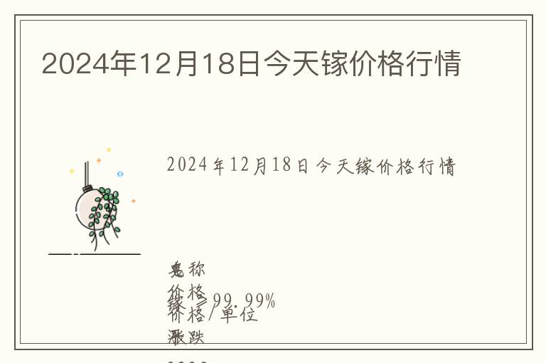 2024年12月18日今天鎵價格行情