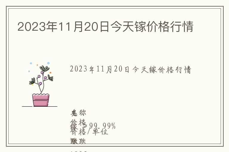 2023年11月20日今天鎵價(jià)格行情
