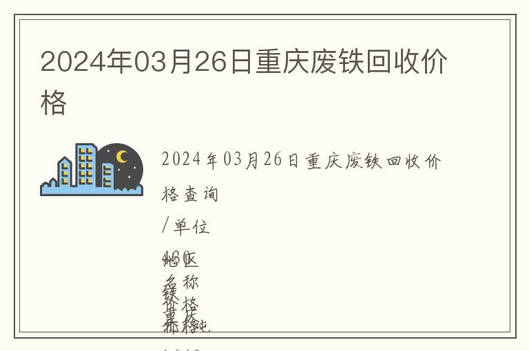 2024年03月26日重慶廢鐵回收價格