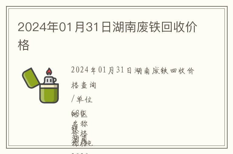 2024年01月31日湖南廢鐵回收價格