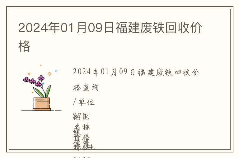 2024年01月09日福建廢鐵回收價格