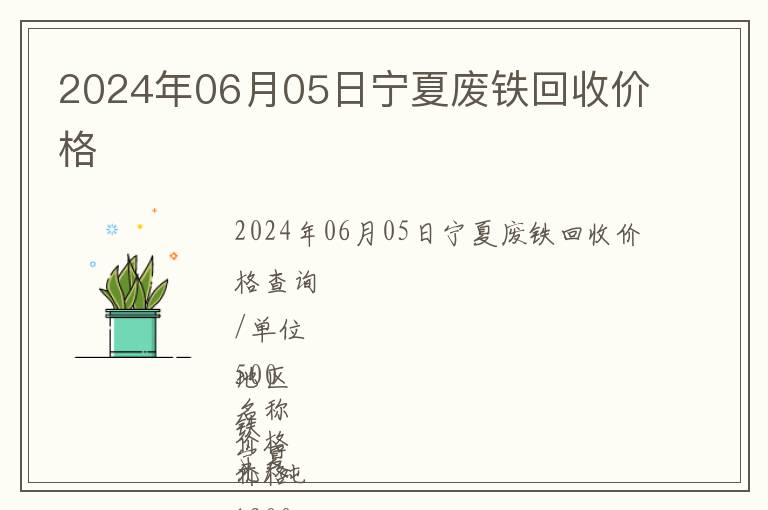 2024年06月05日寧夏廢鐵回收價格
