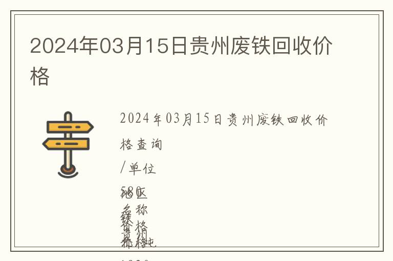 2024年03月15日貴州廢鐵回收價格