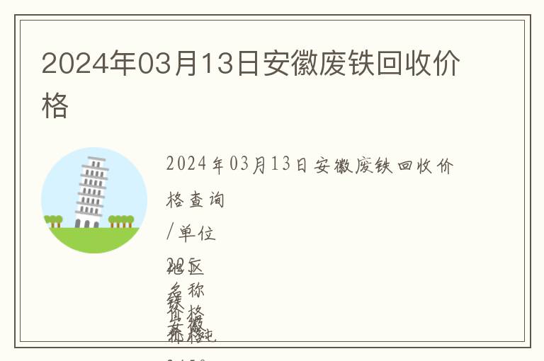 2024年03月13日安徽廢鐵回收價格