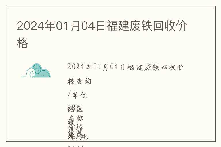 2024年01月04日福建廢鐵回收價(jià)格