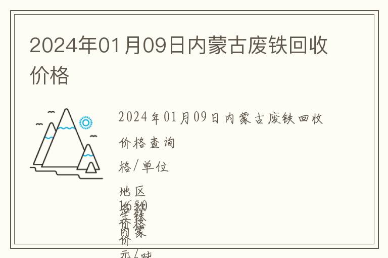 2024年01月09日內(nèi)蒙古廢鐵回收價(jià)格