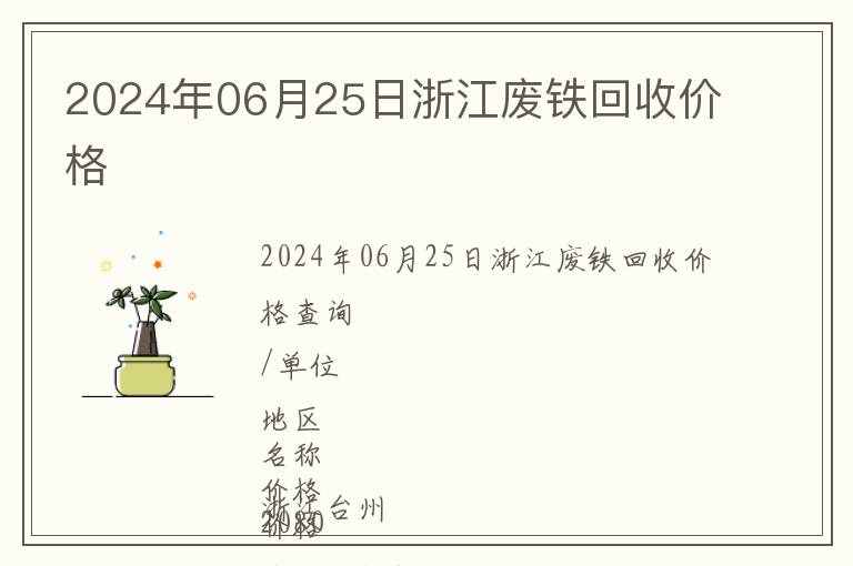 2024年06月25日浙江廢鐵回收價格