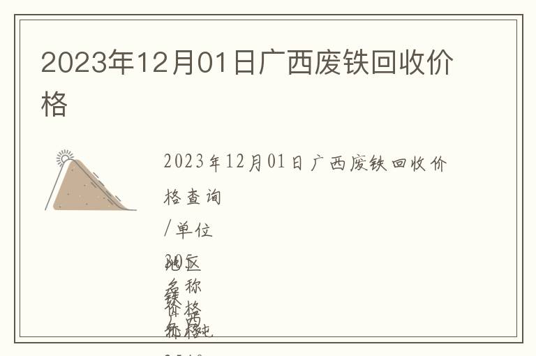 2023年12月01日廣西廢鐵回收價格