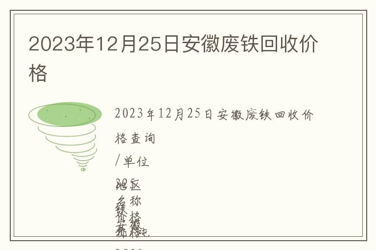 2023年12月25日安徽廢鐵回收價(jià)格
