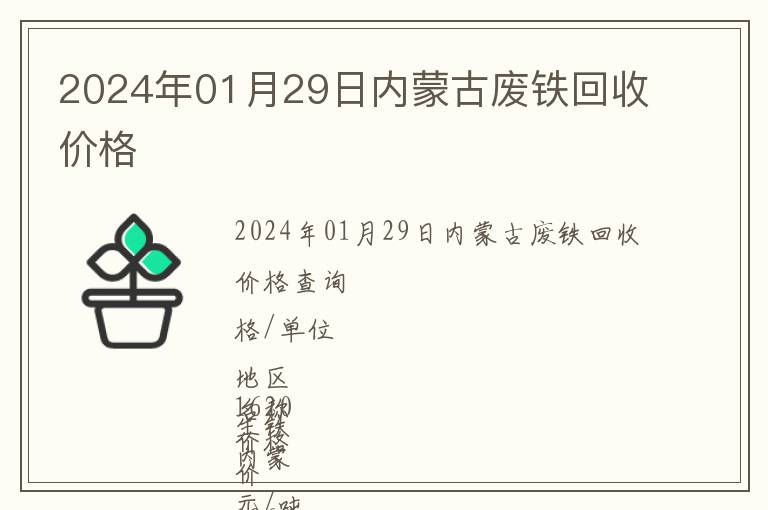 2024年01月29日內(nèi)蒙古廢鐵回收價格