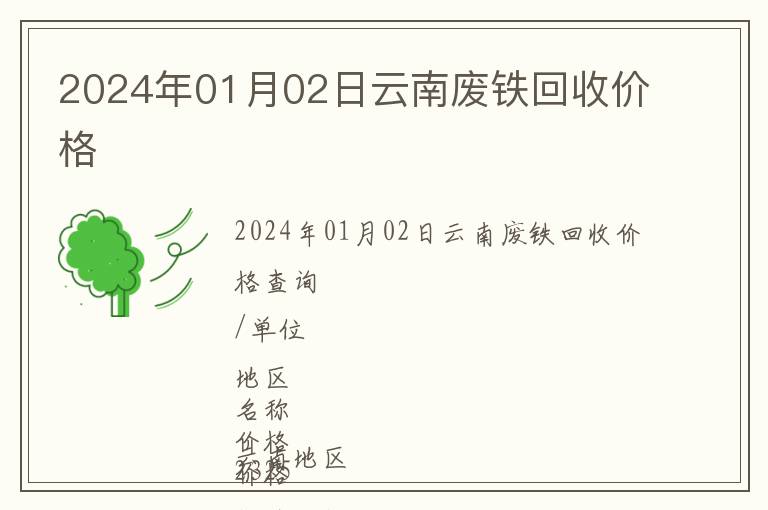 2024年01月02日云南廢鐵回收價格
