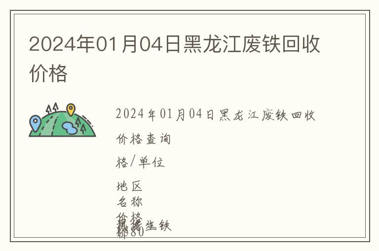 2024年01月04日黑龍江廢鐵回收價(jià)格