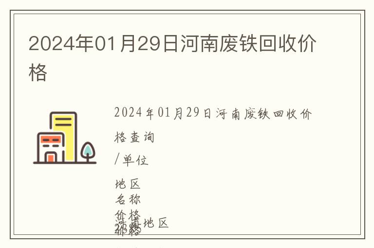 2024年01月29日河南廢鐵回收價(jià)格