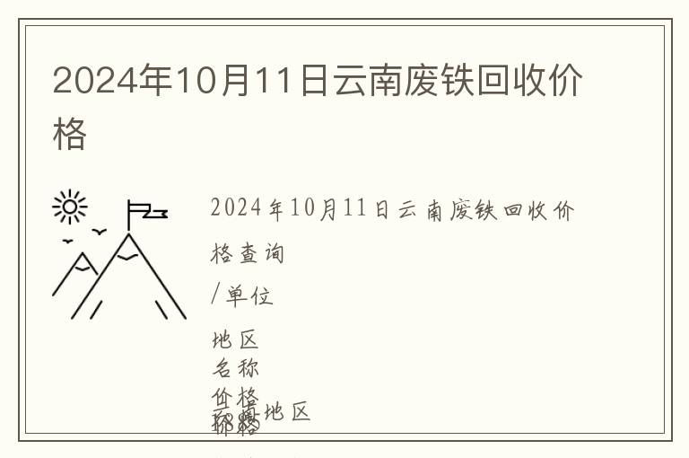 2024年10月11日云南廢鐵回收價格