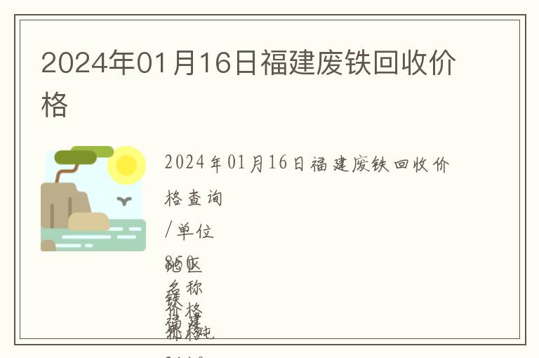 2024年01月16日福建廢鐵回收價(jià)格