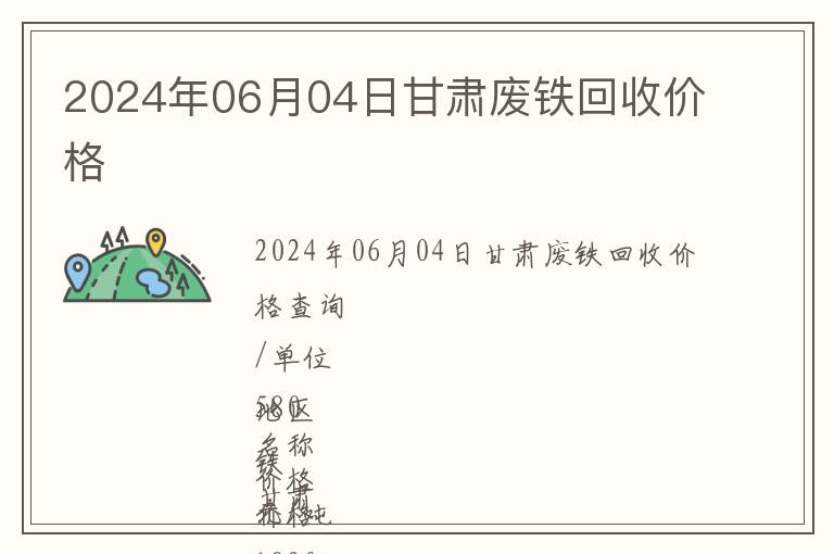 2024年06月04日甘肅廢鐵回收價格