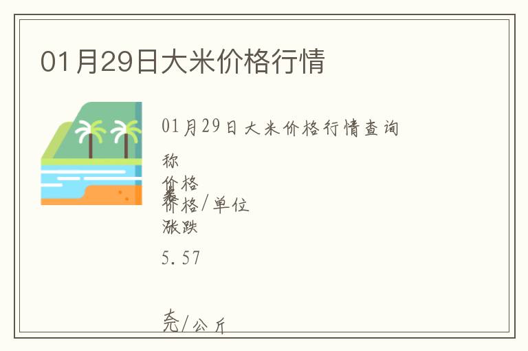 01月29日大米價格行情