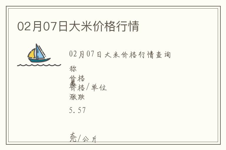 02月07日大米價格行情