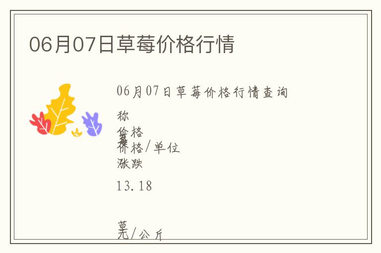 06月07日草莓價格行情