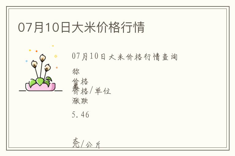 07月10日大米價(jià)格行情