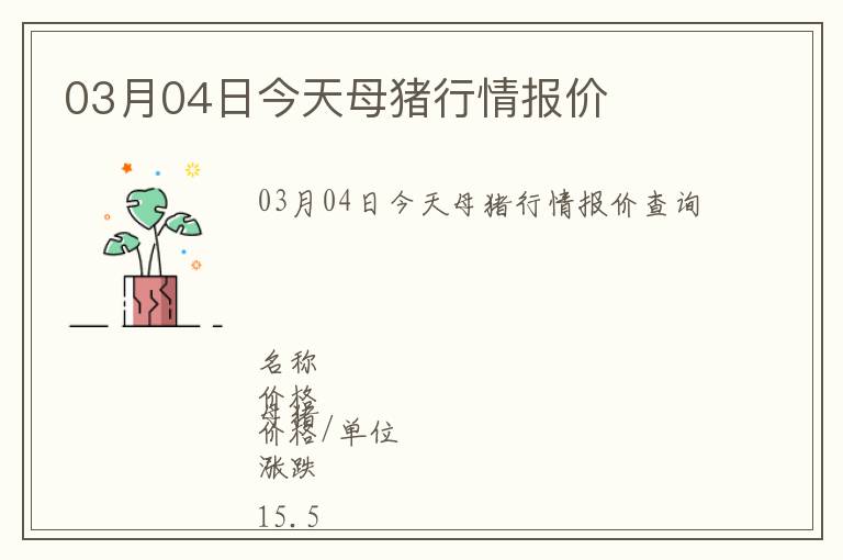 03月04日今天母豬行情報價