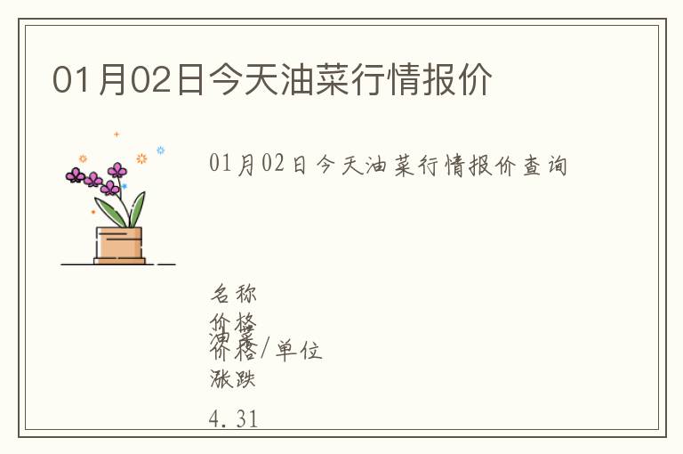 01月02日今天油菜行情報價