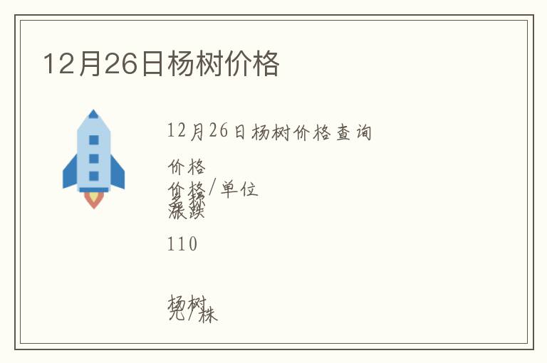 12月26日楊樹價格