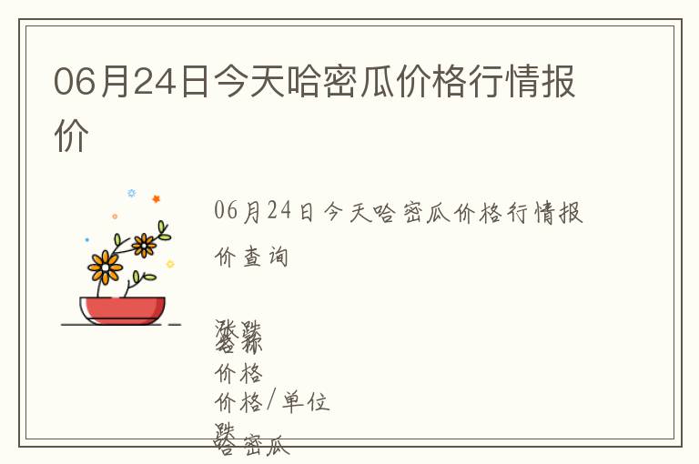 06月24日今天哈密瓜價(jià)格行情報(bào)價(jià)