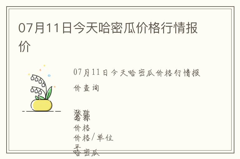 07月11日今天哈密瓜價(jià)格行情報(bào)價(jià)