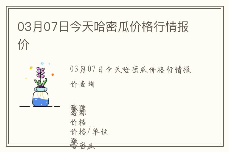 03月07日今天哈密瓜價格行情報價