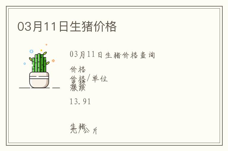 03月11日生豬價格