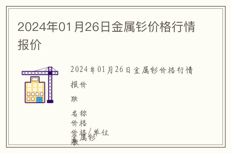 2024年01月26日金屬釤價格行情報(bào)價