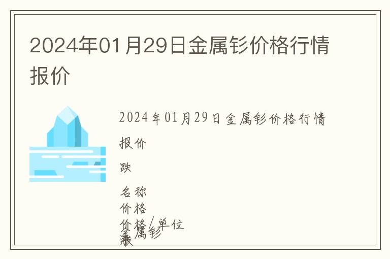 2024年01月29日金屬釤價格行情報價