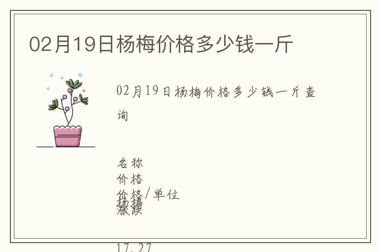 02月19日楊梅價格多少錢一斤