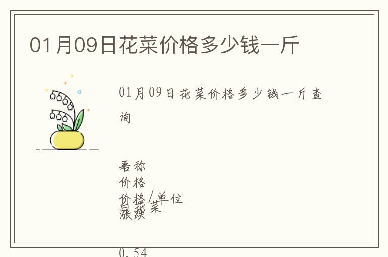 01月09日花菜價格多少錢一斤