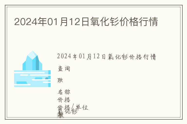 2024年01月12日氧化釤價格行情