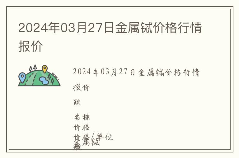 2024年03月27日金屬鋱價(jià)格行情報(bào)價(jià)