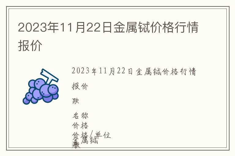 2023年11月22日金屬鋱價(jià)格行情報(bào)價(jià)