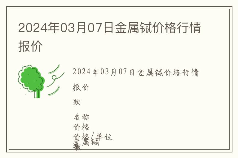 2024年03月07日金屬鋱價格行情報價