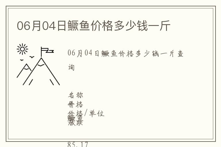 06月04日鱖魚價格多少錢一斤