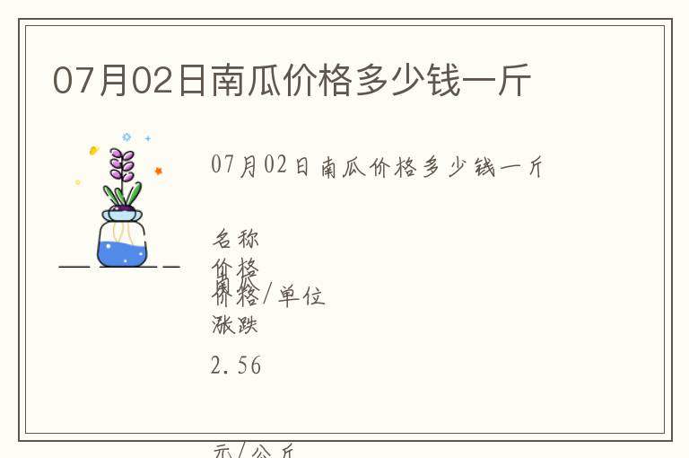 07月02日南瓜價(jià)格多少錢(qián)一斤