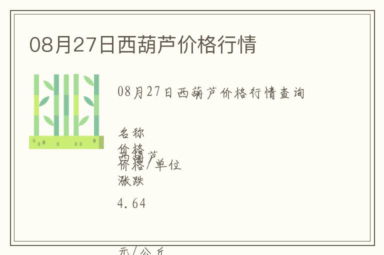 08月27日西葫蘆價(jià)格行情
