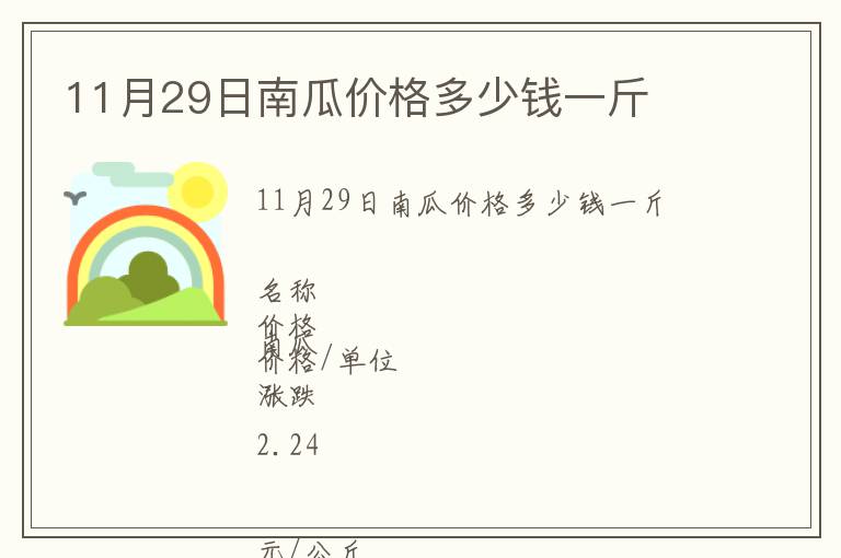 11月29日南瓜價(jià)格多少錢一斤