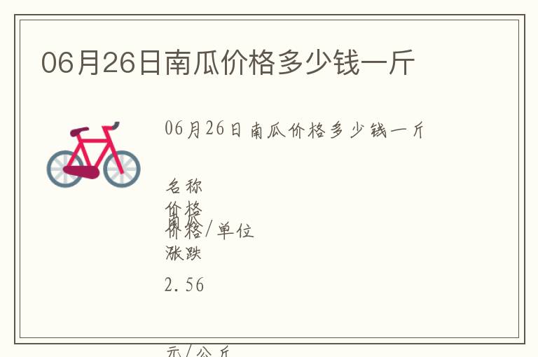 06月26日南瓜價格多少錢一斤