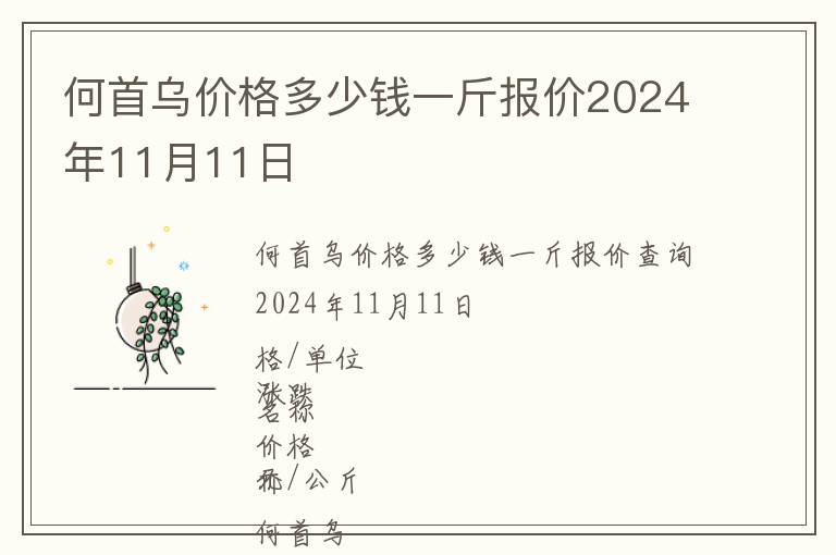 何首烏價(jià)格多少錢一斤報(bào)價(jià)2024年11月11日