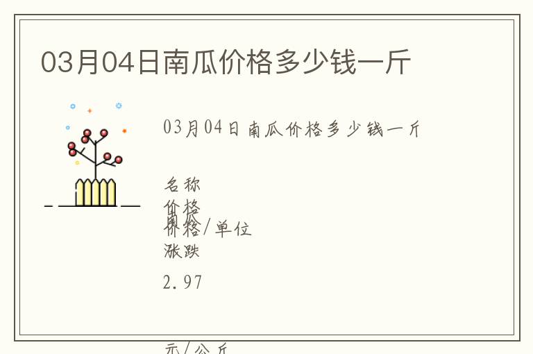 03月04日南瓜價格多少錢一斤