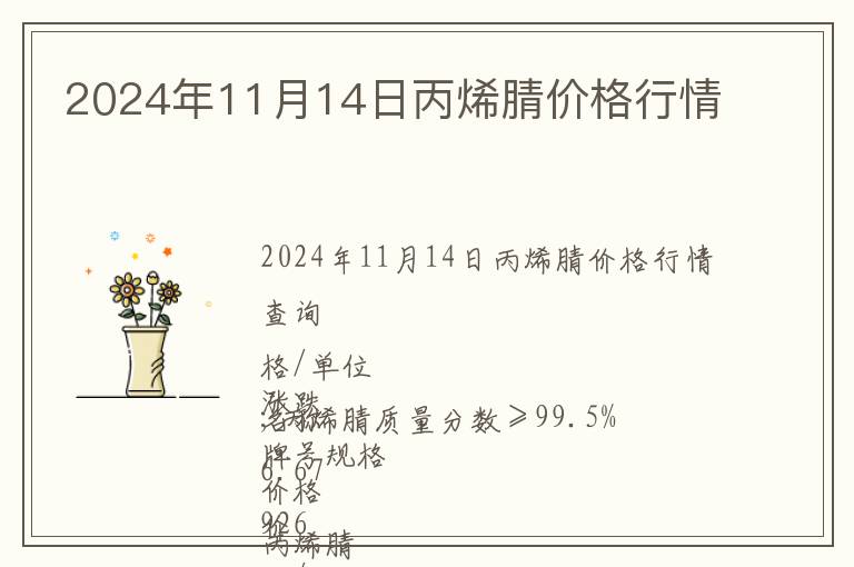 2024年11月14日丙烯腈價格行情