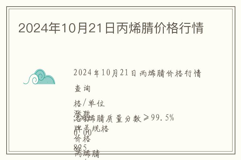 2024年10月21日丙烯腈價(jià)格行情
