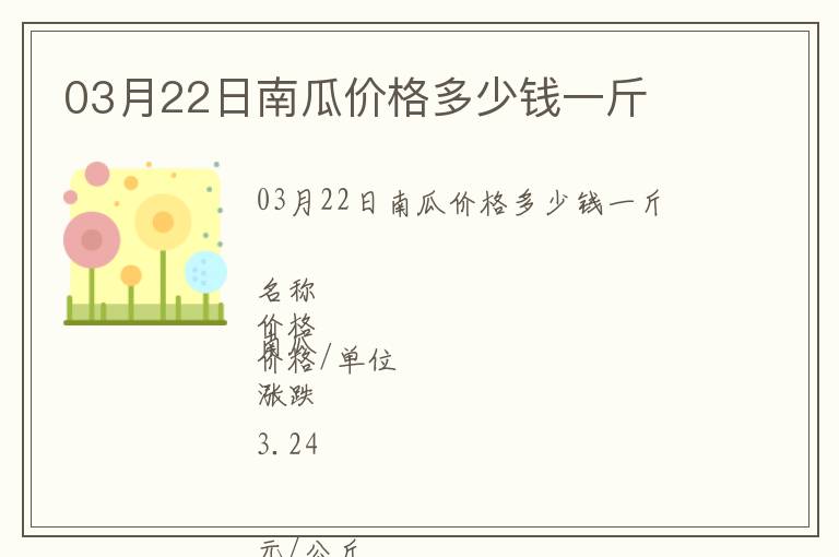 03月22日南瓜價(jià)格多少錢一斤