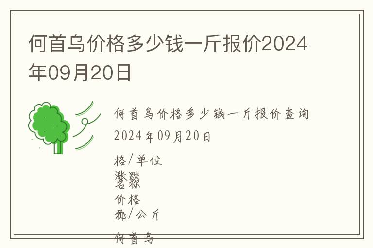 何首烏價(jià)格多少錢一斤報(bào)價(jià)2024年09月20日